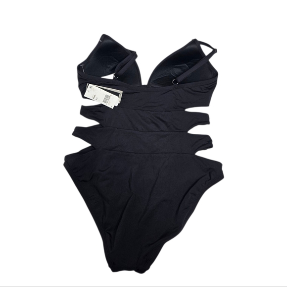 NEW Kenneth Cole black cut out tummy control push up‎ one piece swimsuit  L - Picture 4 of 11